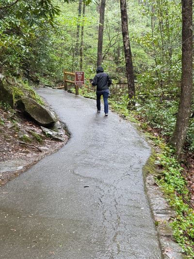 pic of person walking on paved hiking trail